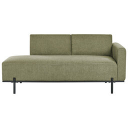 Beliani Chaise Longue Savasse Faux Linen Green