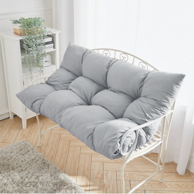 Living And Home Light Grey Rectangular Outdoor Garden Tufted Bench Cushion Seat Pad 120 X 80 Cm - image 1