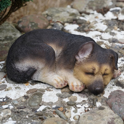 Burgess Sleeping Alsatian Resin Sculpture Home Garden Puppy Dog Statue Outdoor Ornament British Laying Pet Gift - image 1