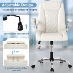 Costway Pu Leather Office Chair Height Adjustable Executive Chair-Beige - thumbnail 9
