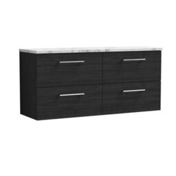 Balterley Bramshall 1200mm Wall Hung 4 Drawer Vanity Unit & Laminate Worktop For Modern Bathroom Storage - Charcoal Black - thumbnail 1