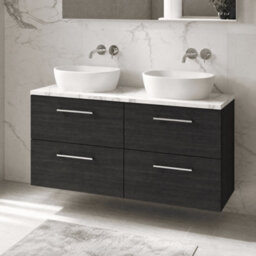 Balterley Bramshall 1200mm Wall Hung 4 Drawer Vanity Unit & Laminate Worktop For Modern Bathroom Storage - Charcoal Black - thumbnail 2