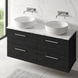 Balterley Bramshall 1200mm Wall Hung 4 Drawer Vanity Unit & Laminate Worktop For Modern Bathroom Storage - Charcoal Black - thumbnail 3