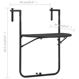 Berkfield Hanging Balcony Table Brown 60X64X83.5 Cm Plastic Rattan Look - thumbnail 9