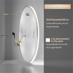 Luvodi 80Cm Round Bluetooth Led Bathroom Mirror With Clock Demister 3 Color Lights Dimmable - thumbnail 9
