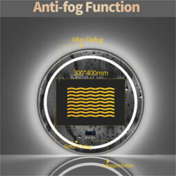 Luvodi 80Cm Round Bluetooth Led Bathroom Mirror With Clock Demister 3 Color Lights Dimmable - thumbnail 3