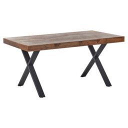 Beliani Dining Table Clifton Dark Brown 160 Cm 90 Cm Pine Wood