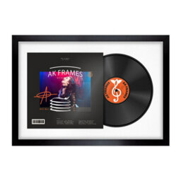 "AK Frames 25X17"" Black Sleek Vinyl Record Frame With White Mount For 12 Inch Lp Cover & Disc - Overlapped Design" - thumbnail 1