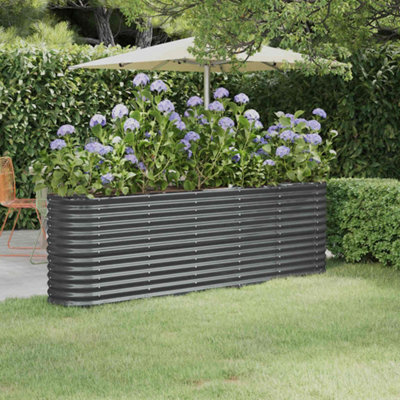 Walplus Garden Raised Bed Galvanised Steel 224X40X68 Cm Anthracite - image 1