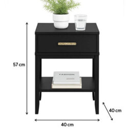 Melody Maison Large 3 Drawer Chest Of Drawers & Pair Of One Drawer Bedside Tables - Luna Black Range - thumbnail 6