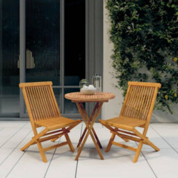 Berkfield 3 Piece Garden Dining Set Solid Wood Teak - thumbnail 1