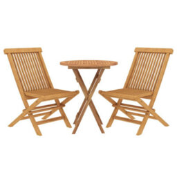 Berkfield 3 Piece Garden Dining Set Solid Wood Teak - thumbnail 3