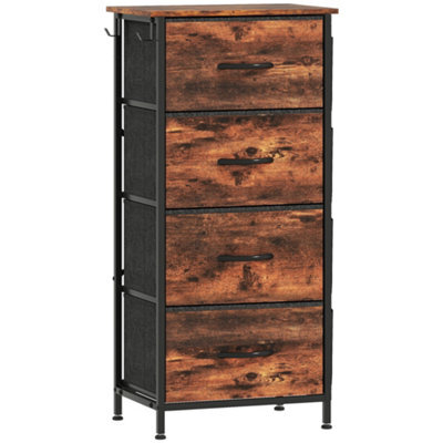 Wyld Haus Balo Rustic Brown Fabric And Metal 4-Drawer Tall Storage Chest - Industrial Style. - image 1