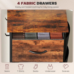 Wyld Haus Balo Rustic Brown Fabric And Metal 4-Drawer Tall Storage Chest - Industrial Style. - thumbnail 4