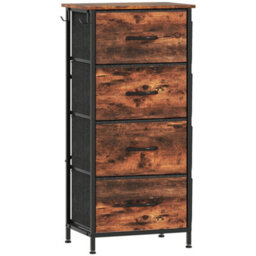 Wyld Haus Balo Rustic Brown Fabric And Metal 4-Drawer Tall Storage Chest - Industrial Style. - thumbnail 1