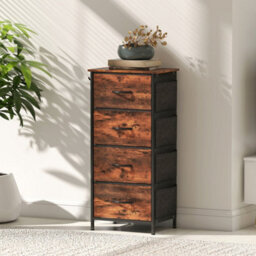 Wyld Haus Balo Rustic Brown Fabric And Metal 4-Drawer Tall Storage Chest - Industrial Style. - thumbnail 9