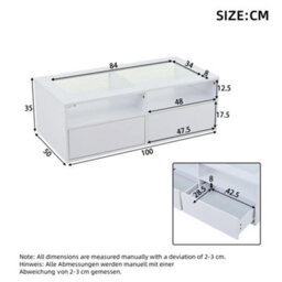 Abrihome Coffee Table With 2 Drawers & Led Lights, Modern White Centre Table With Glass Top, 100X50X35Cm - thumbnail 6