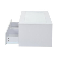 Abrihome Coffee Table With 2 Drawers & Led Lights, Modern White Centre Table With Glass Top, 100X50X35Cm - thumbnail 8