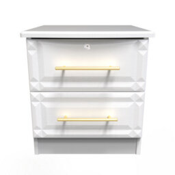 Norfolk 2 Drawer Bedside Cabinet - Lockable In White Ash (Ready Assembled)
