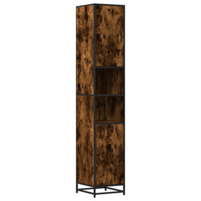 Berkfield Sturdy Bathroom Cabinet Smoked Oak 35X37.5X188.5 Cm Engineered Wood And Metal