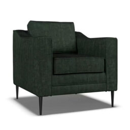 Aspen Green Velvet Armchair, Uk Made, Reversible Foam Cushions, Piped Detailing,black Metal Stiletto Legs,comfortable Lounge Chair - thumbnail 3
