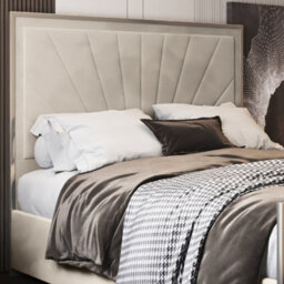 Roxy Upholstered Soft Velvet Metal Cream Bed Frame - thumbnail 2