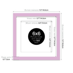 "6X6"" Lilac Picture Frame - 6X6"" Square Frame With 5X5"" Mount For 6X6""/5X5"" Pictures Moderrn Style Thin Edge, 1 Pack" - thumbnail 2