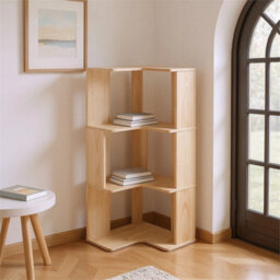 3-Tier Wooden Corner Bookcase - 40X40Cm Shelving Unit For Home/school Book Storage Cabinet - thumbnail 3