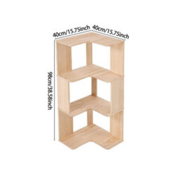 3-Tier Wooden Corner Bookcase - 40X40Cm Shelving Unit For Home/school Book Storage Cabinet - thumbnail 2