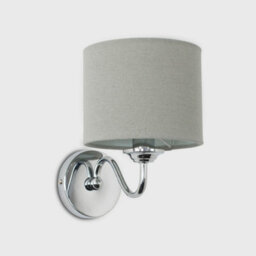 Valuelights Rocha Pair Of Modern Chrome Curved Arm Wall Light Fittings With Grey Linen Drum Shades - thumbnail 4