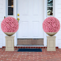 Costway 2 Pcs Artificial Plant Topiary Balls 44Cm Faux Pink Eucalyptus Decorative Balls - thumbnail 4