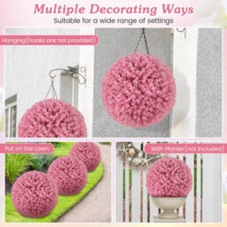 Costway 2 Pcs Artificial Plant Topiary Balls 44Cm Faux Pink Eucalyptus Decorative Balls - thumbnail 8