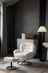 Sol Cream Swivel Chair With Foot Stool - thumbnail 1