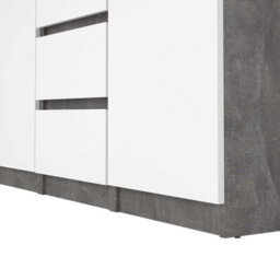 Wyld Haus Budapest Concrete-Effect Sideboard In White Gloss 4 Drawers 2 Doors - thumbnail 6
