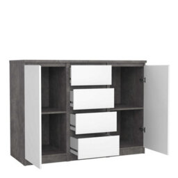 Wyld Haus Budapest Concrete-Effect Sideboard In White Gloss 4 Drawers 2 Doors - thumbnail 5
