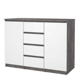 Wyld Haus Budapest Concrete-Effect Sideboard In White Gloss 4 Drawers 2 Doors - thumbnail 4