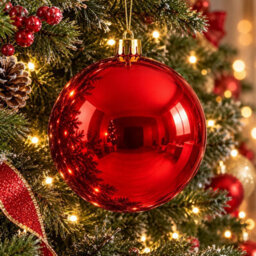 Decoris X Large Red Christmas Tree Bauble 20Cm Round Xmas Tree Ornament Decoration - thumbnail 1