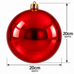 Decoris X Large Red Christmas Tree Bauble 20Cm Round Xmas Tree Ornament Decoration - thumbnail 4