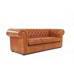 Chesterfield 3 Seater Sofa Old English Saddle Real Leather In Classic Style - thumbnail 4
