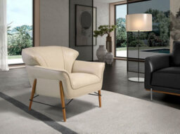 Angel Cerda Elegant Sand Leather Armchair With Modern Design - thumbnail 5