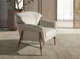 Angel Cerda Elegant Sand Leather Armchair With Modern Design - thumbnail 2