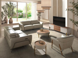 Angel Cerda Elegant Sand Leather Armchair With Modern Design - thumbnail 3