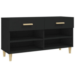 Berkfield Shoe Cabinet Black 102X35X55 Cm Engineered Wood - thumbnail 2