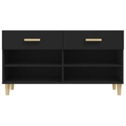 Berkfield Shoe Cabinet Black 102X35X55 Cm Engineered Wood - thumbnail 6