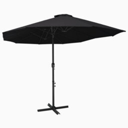 Berkfield Outdoor Parasol With Aluminium Pole 460X270 Cm Black - thumbnail 1
