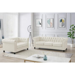 Home Detail Chester 2 Seater Sofa, Cream Velvet - thumbnail 6