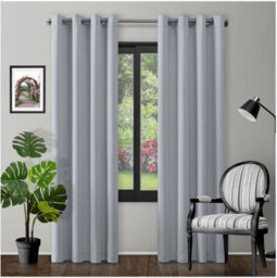 Gc Gaveno Cavailia Silver Blackout Eyelet Curtains 66X72 Inches 80-90% Black Out Thermal Ring Top Curtain Pair Window - thumbnail 1