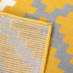 Bravich Hard Wearing Hessian Backed Stair Runner Kitchen Mat - Texas Yellow & Grey Geometric Tiles - 60X150Cm (2'x5') - thumbnail 6