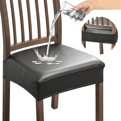 Set Of 4 Chair Seat Covers, Waterproof, Removable And Washable For Dining Room Chairs, Kitchen (Back), Black - image 1