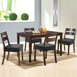 Set Of 4 Chair Seat Covers, Waterproof, Removable And Washable For Dining Room Chairs, Kitchen (Back), Black - thumbnail 3